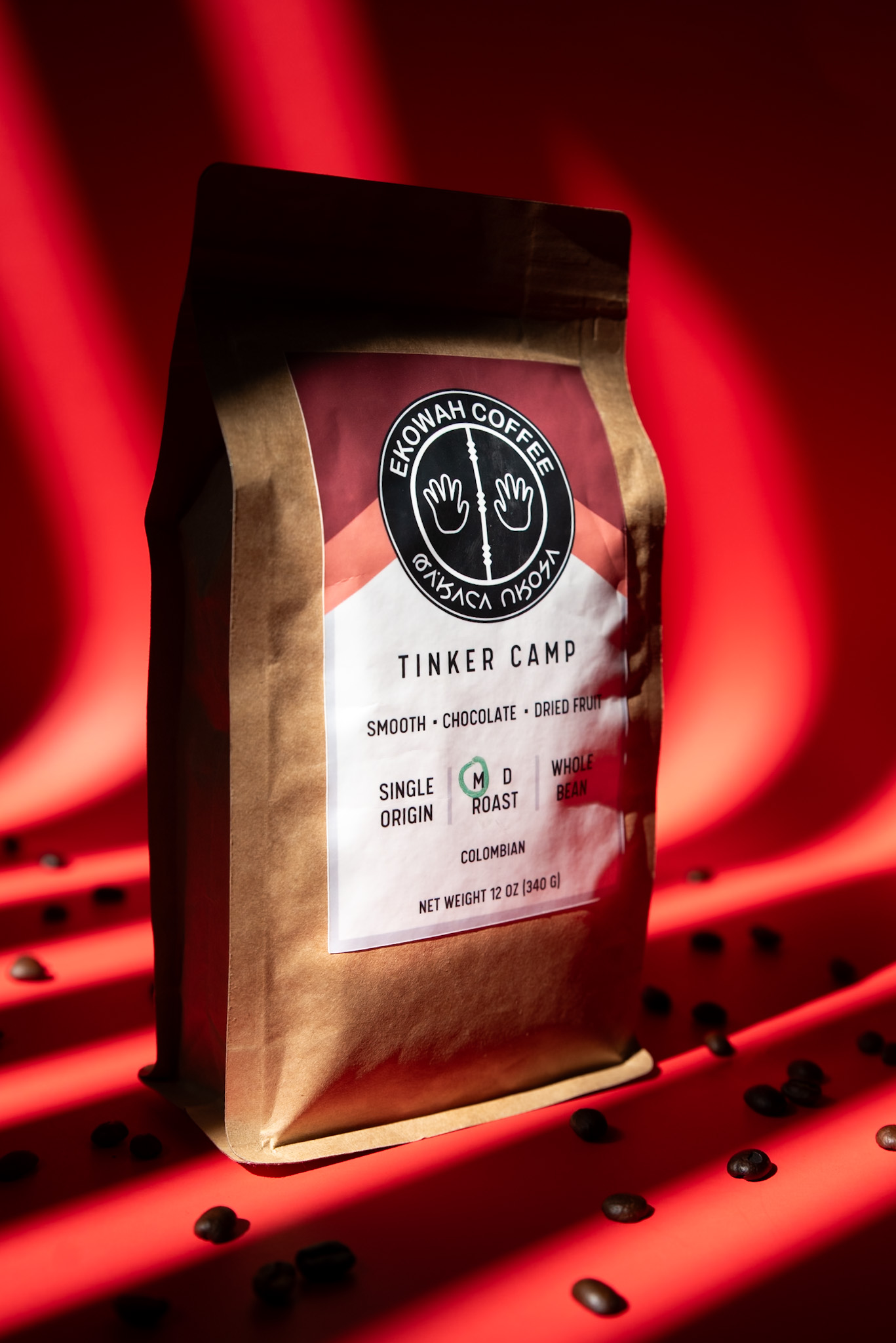 Brand system example showing product, typography, and identity application