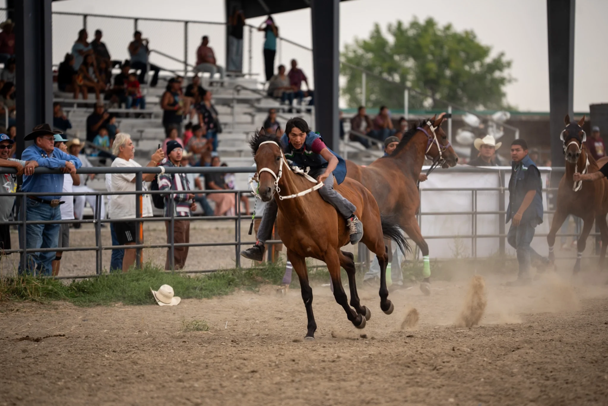 Event photography sample: Crow Fair Indian horse relay in Montana
